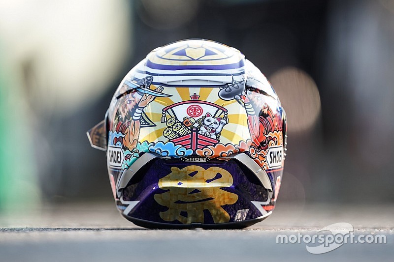 Marc Márquez presenta su casco para el GP de Japón