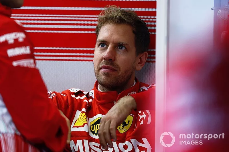 Sebastian Vettel, Ferrari, in the garage