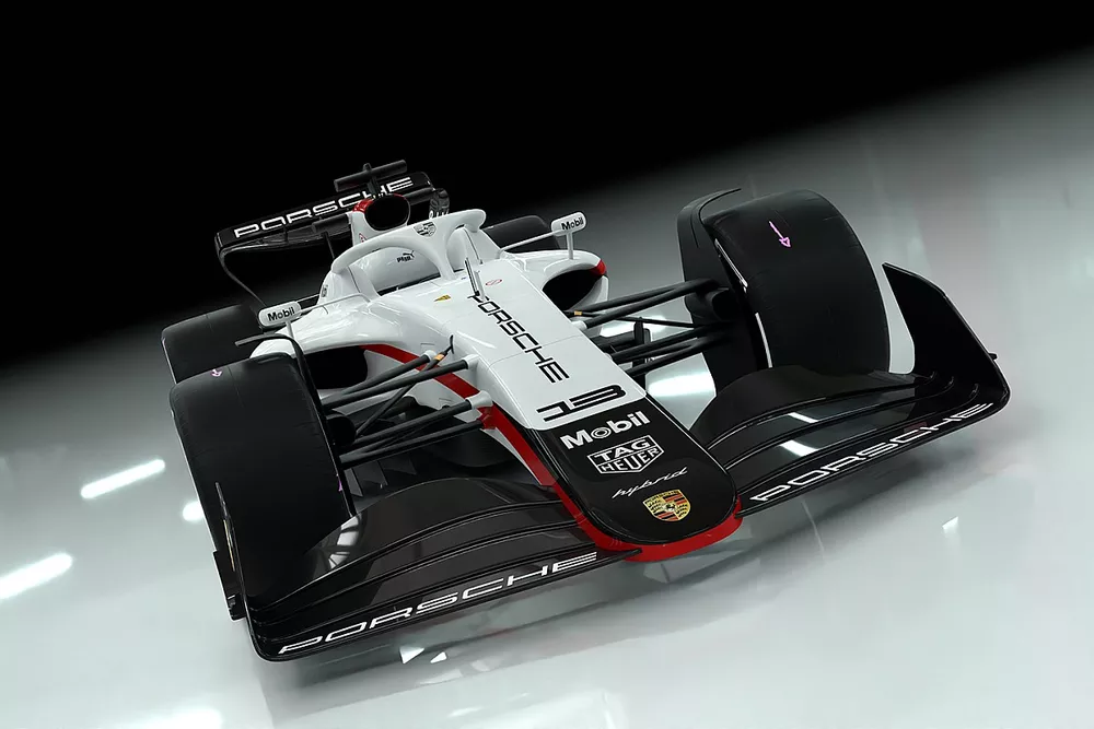 Rendu 3D d'une Porsche F1
