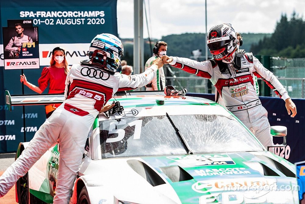 Race winner René Rast, Audi Sport Team Rosberg and Nico Müller, Audi Sport Team Abt Sportsline