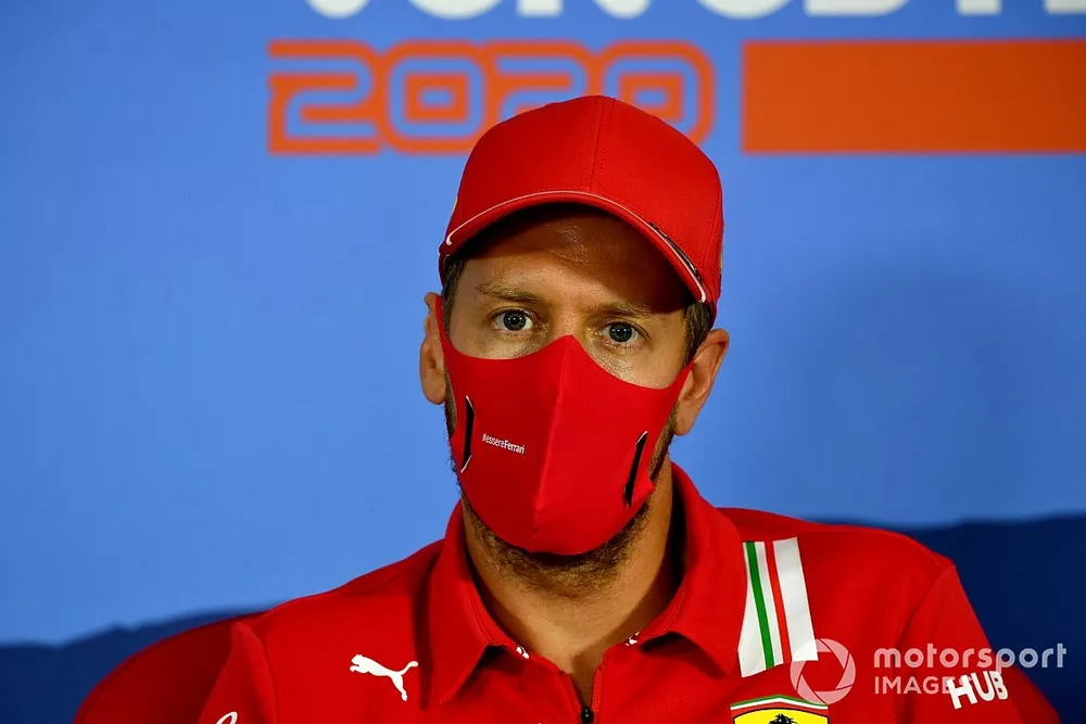 Sebastian Vettel, Ferrari, en conf&eacute;rence de presse