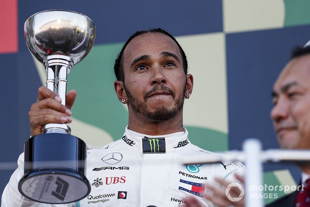 Lewis Hamilton, Mercedes AMG F1 op het podium