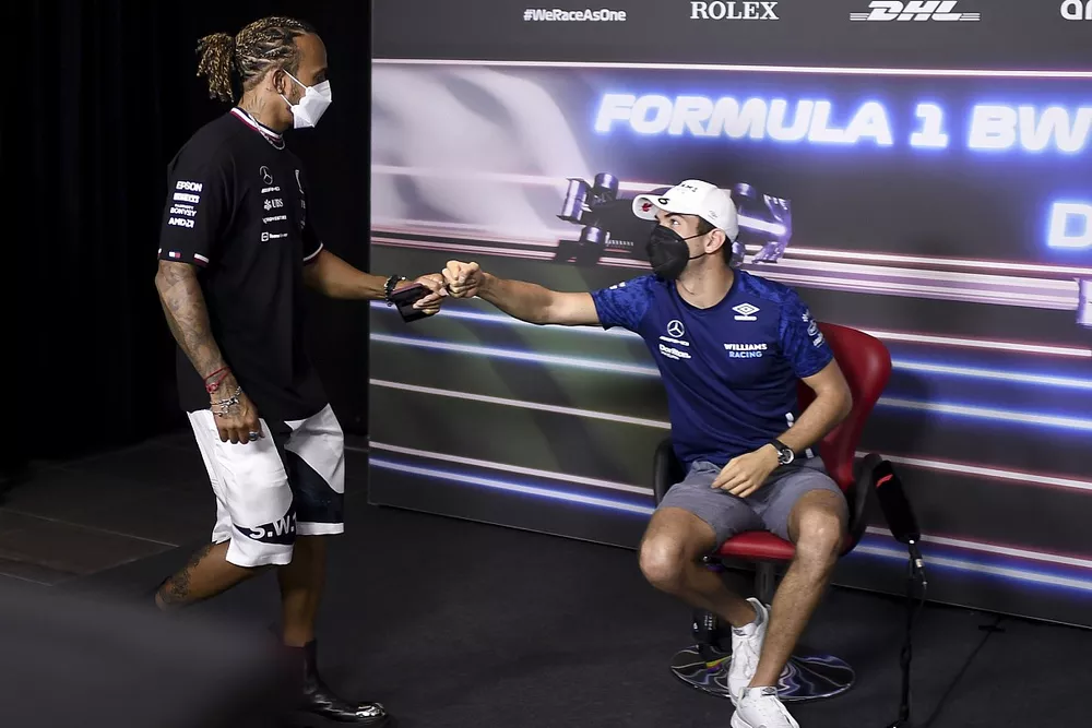 Lewis Hamilton, Mercedes and Nicholas Latifi, Williams in the Press Conference