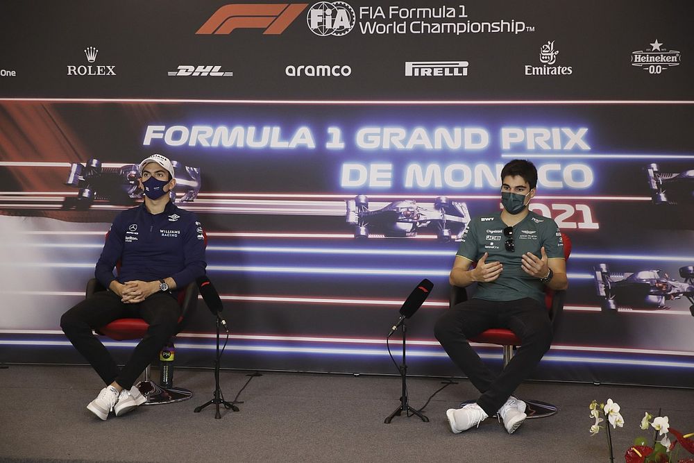 Nicholas Latifi, Williams, and Lance Stroll, Aston Martin, in the Press Conference