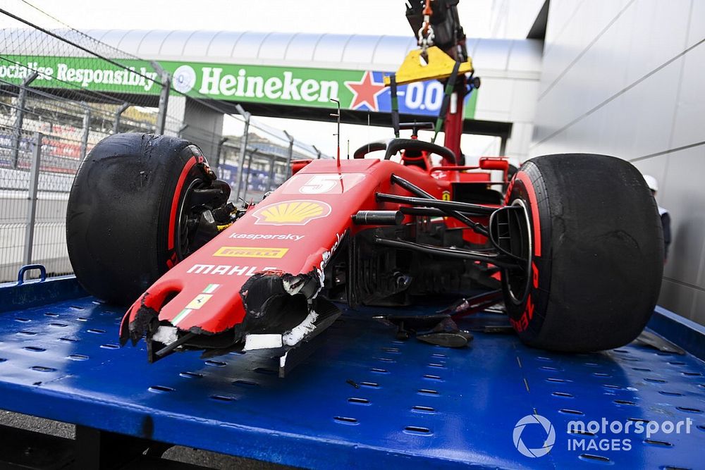 Unfall von Ferrari-Fahrer Sebastian Vettel im Qualifying in Sotschi