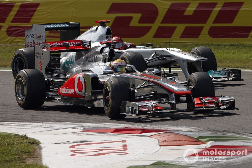 Michael Schumacher, Mercedes GP W02, Lewis Hamilton, McLaren MP4-26