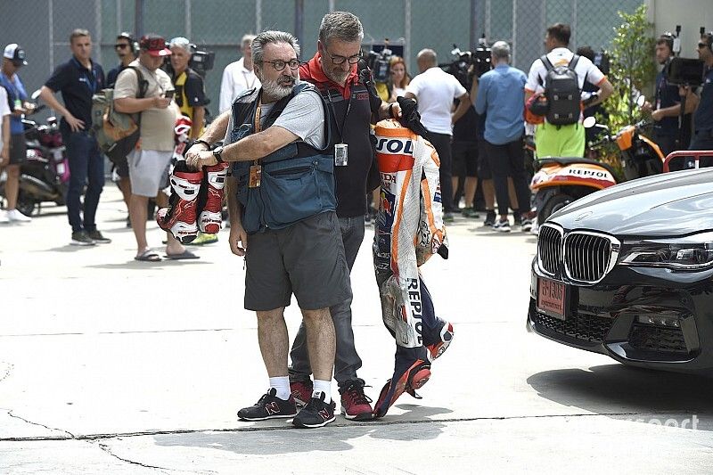 Marc Marquez, Repsol Honda Team, crashed leathers