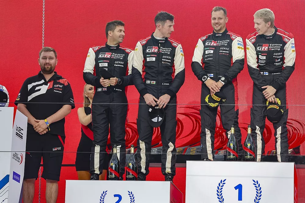 Podium: Winner Kalle Rovanpera, Jonne Halttunen, Toyota Gazoo Racing WRT Toyota GR Yaris Rally1, second place Elfyn Evans, Scott Martin, Toyota Gazoo Racing WRT Toyota GR Yaris Rally1