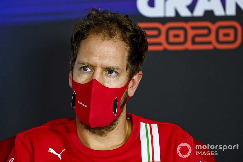 Sebastian Vettel, Ferrari in the press conference 