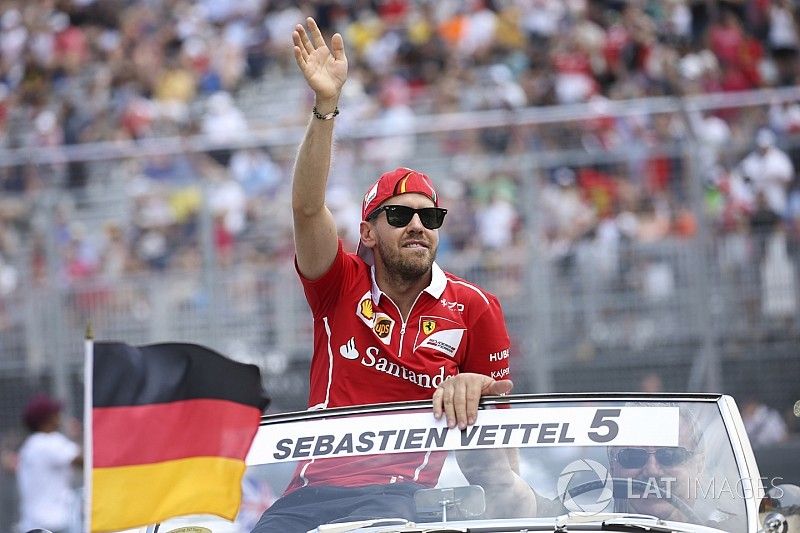 Sebastian Vettel, Ferrari, in the drivers parade