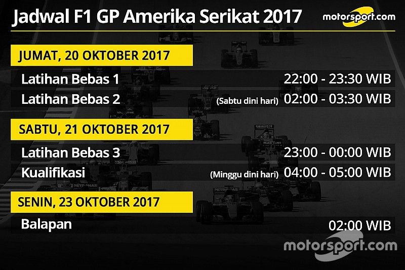 Jadwal lengkap F1 GP Amerika Serikat 2017