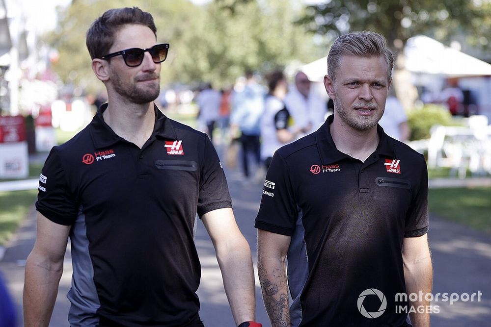 Romain Grosjean, Haas F1 Team y Kevin Magnussen, Haas F1 