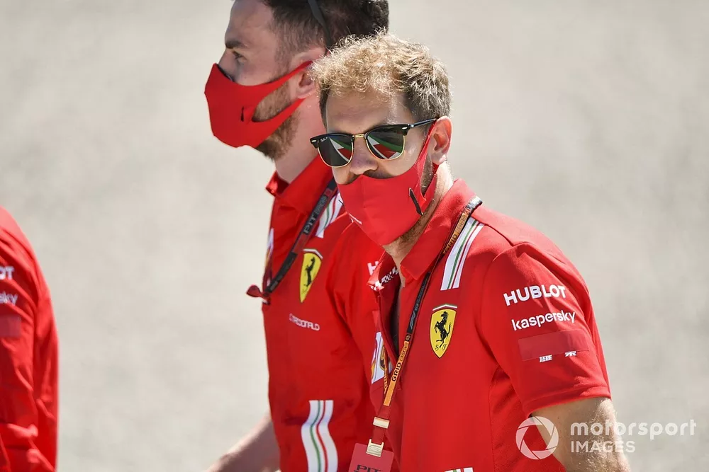 Sebastian Vettel, Ferrari walks the track