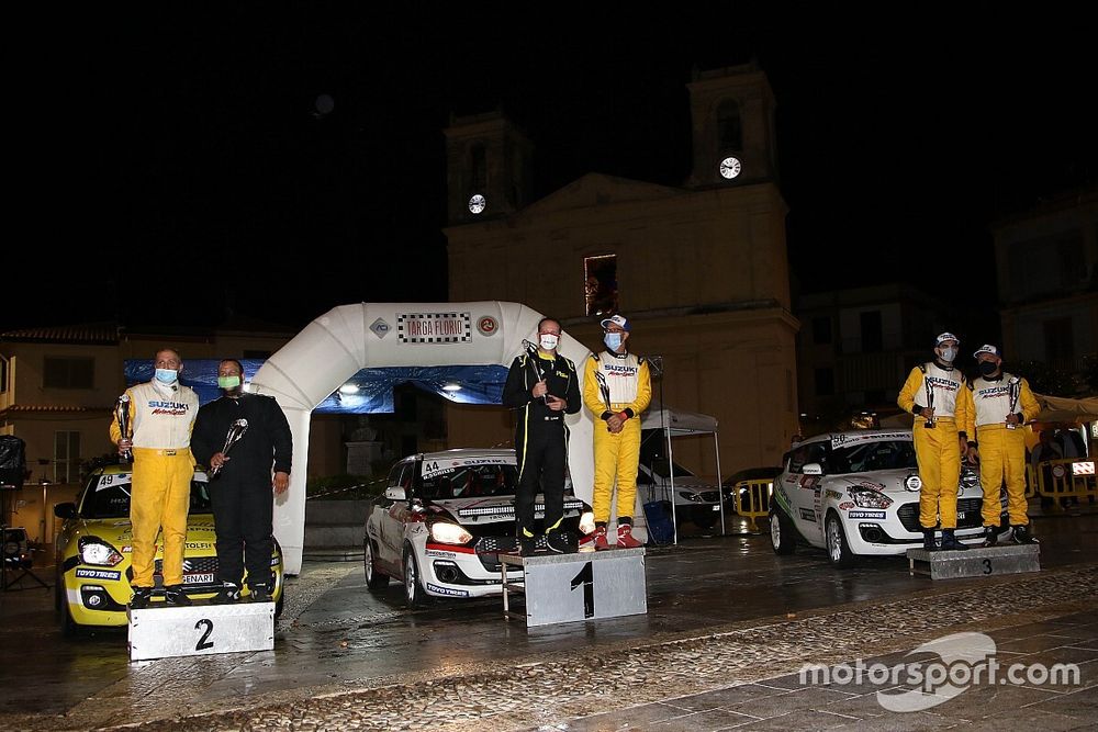 Il podio Suzuki Rally Cup: Schileo-Finzi, Calcagno-Parodi, Mantoet-Beltramello