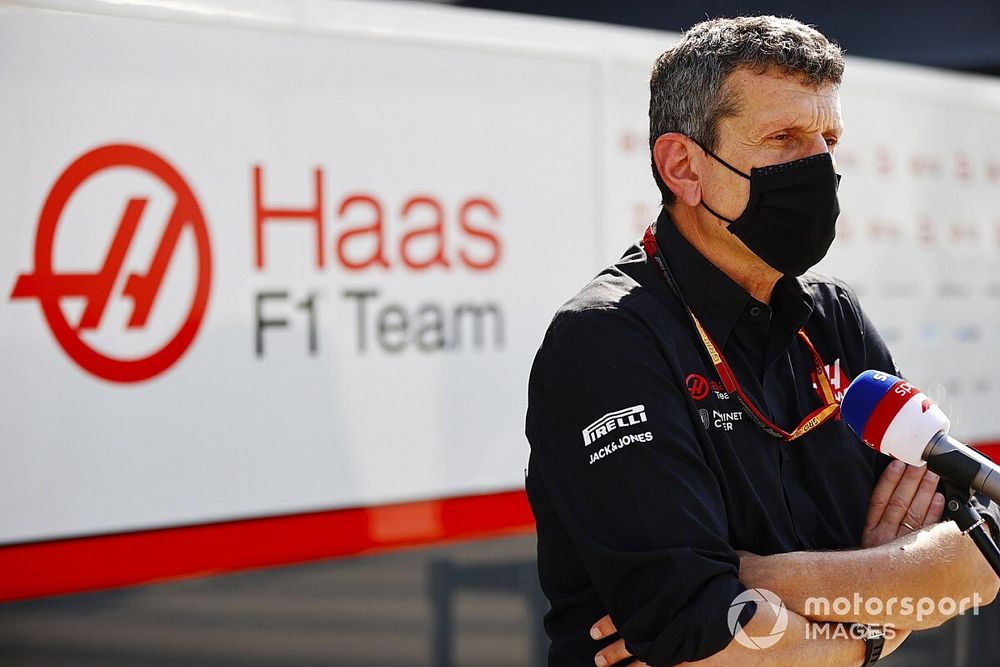 Guenther Steiner, Team Principal, Haas F1, is interviewed by Sky Sports F1