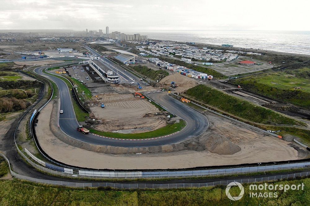 Construction work at the Zandvoort race track for the Dutch Grand Prix