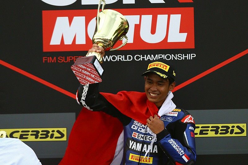 Momen kemenangan Galang Hendra di WorldSSP300 Ceko