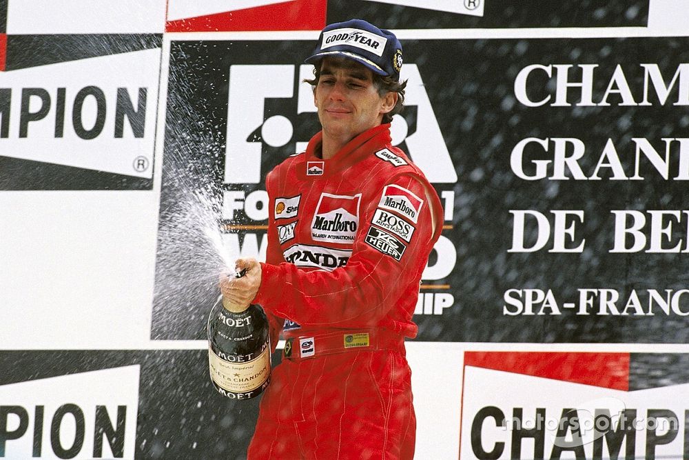 Podium: race winner Ayrton Senna, McLaren