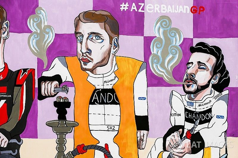 Obra que representa a Stoffel Vandoorne, McLaren y Fernando Alonso, McLaren, fumando Shisha