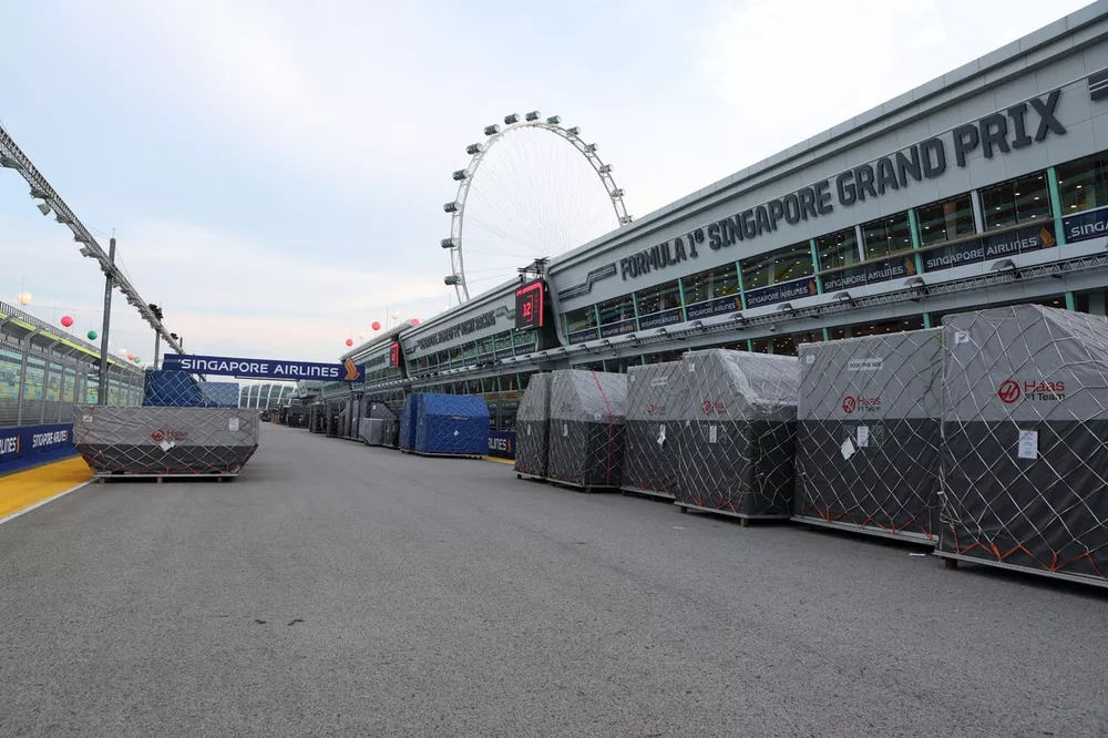Team freight in the pit lane