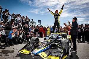 インディカー第15戦ラグナセカ:ハータ完勝。2位パロウは王座に王手、3位グロージャンはオーバーテイク連発