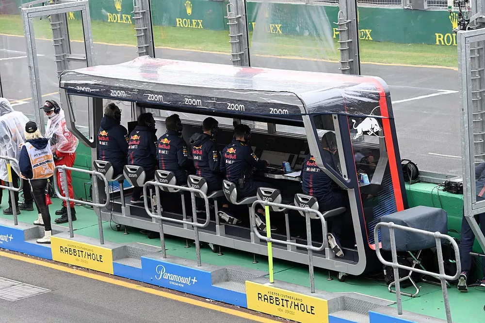 Red Bull Racing pit lane booth