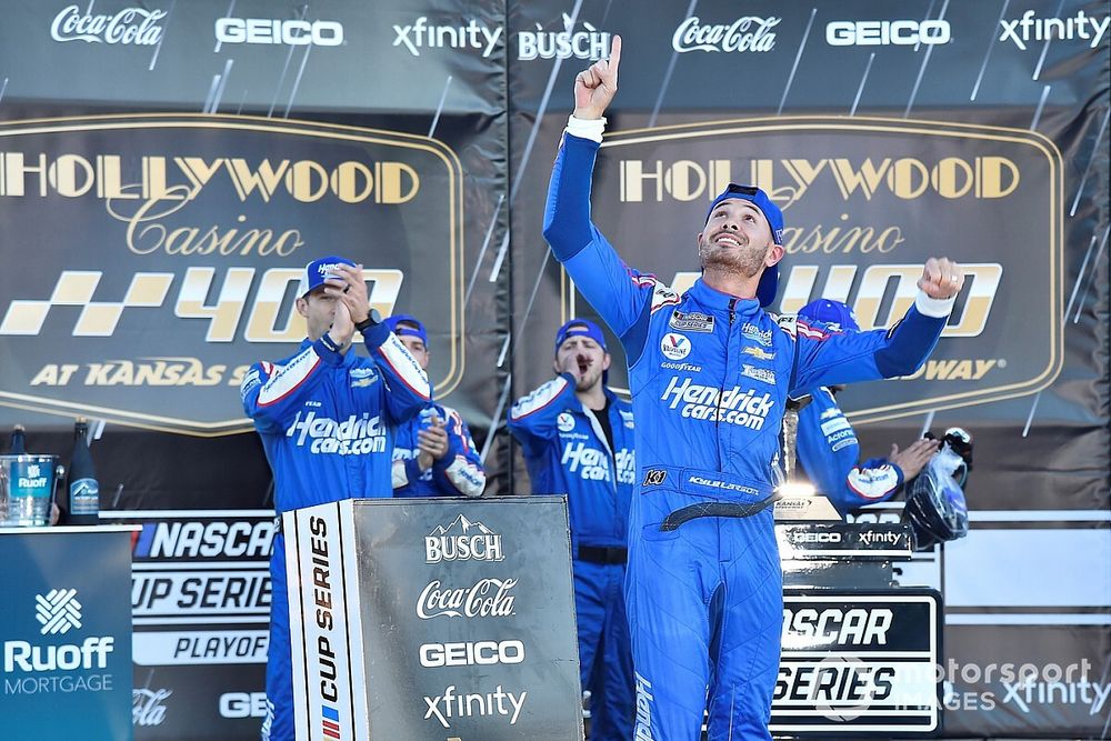 Kansas NASCAR: Larson takes win on emotional day for Hendrick