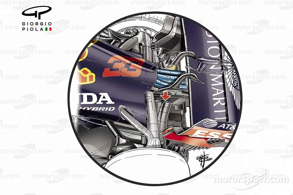 La sospensione posteriore della Red Bull Racing RB16