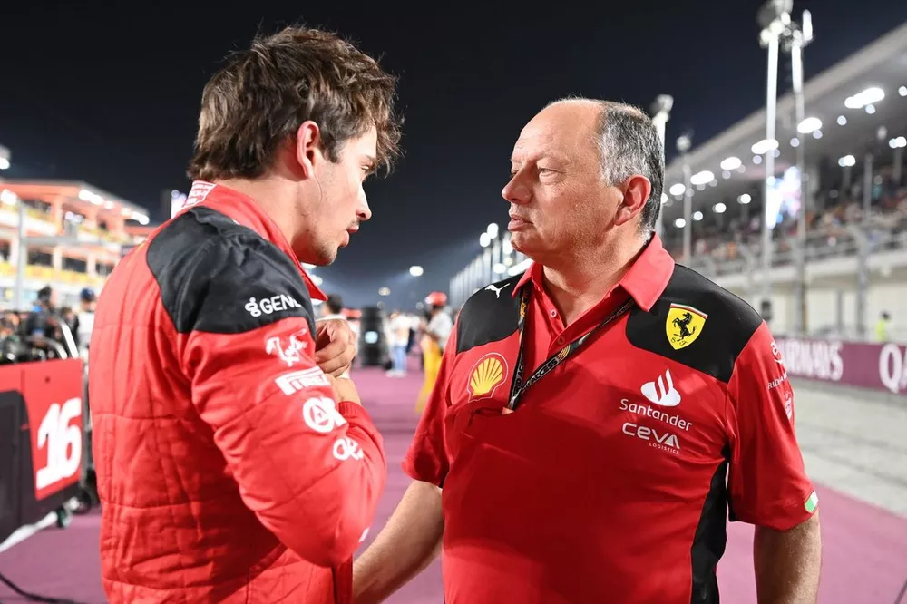 Charles Leclerc, Scuderia Ferrari, Frederic Vasseur, Team Principal and General Manager, Scuderia Ferrari