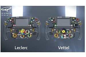 Veja as diferenças entre os volantes de Vettel e Leclerc na Ferrari