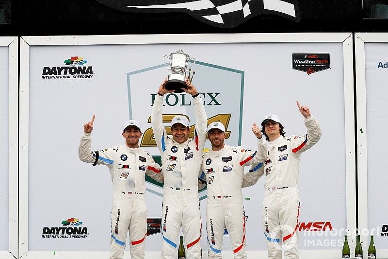 #25 BMW Team RLL BMW M8 GTE, GTLM: Augusto Farfus, Connor De Phillippi, Philipp Eng, Colton Herta, podium