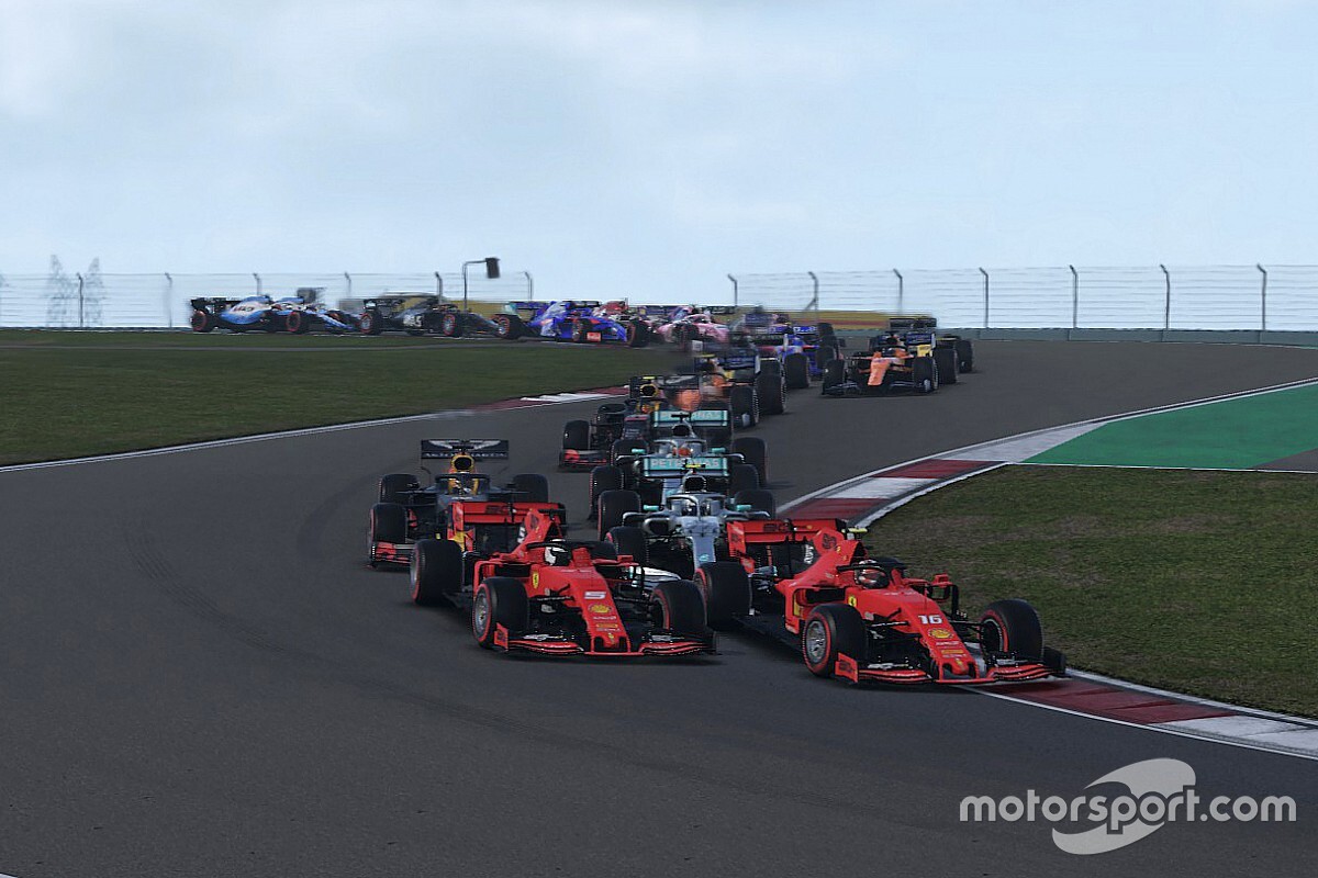 F1 Sanal Grand Prix: Russell yarışı rahat bir şekilde kazandı, Leclerc spin attı!
