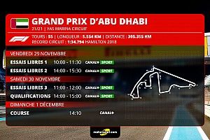 Le programme TV du Grand Prix d'Abu Dhabi