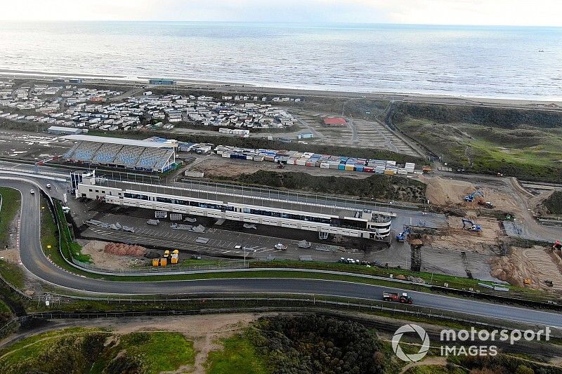 Construction work at the Zandvoort race track for the Dutch Grand Prix