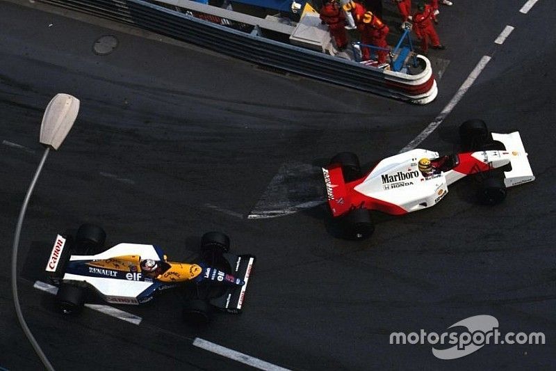 Ayrton Senna, McLaren-Honda; Nigel Mansell, Williams-Renault