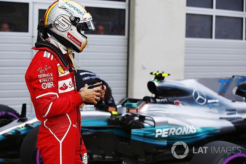 Sebastian Vettel, Ferrari, in parc ferme