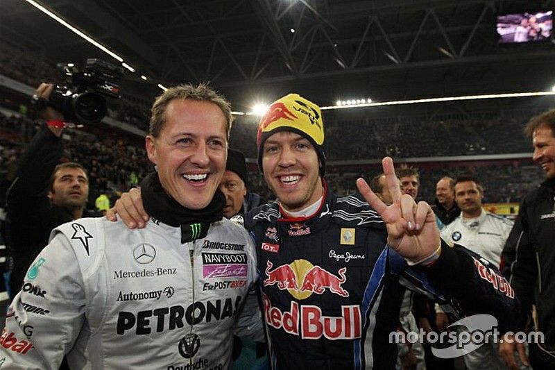 Ganadores de la Copa de las Naciones Michael Schumacher y Sebastian Vettel de Alemania del equipo