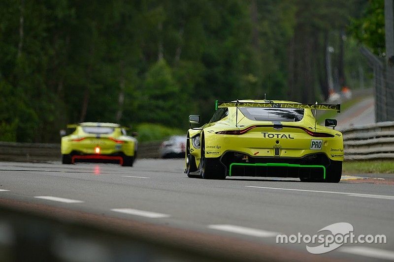 #95 Aston Martin Racing Aston Martin Vantage AMR: Marco Sorensen, Nicki Thiim, Darren Turner, #97 Aston Martin Racing Aston Martin Vantage AMR: Alex Lynn, Maxime Martin, Jonathan Adams