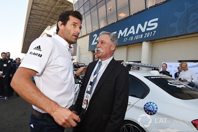 Mark Webber, Porsche-Botschafter; Chase Carey, Formel-1-Chef