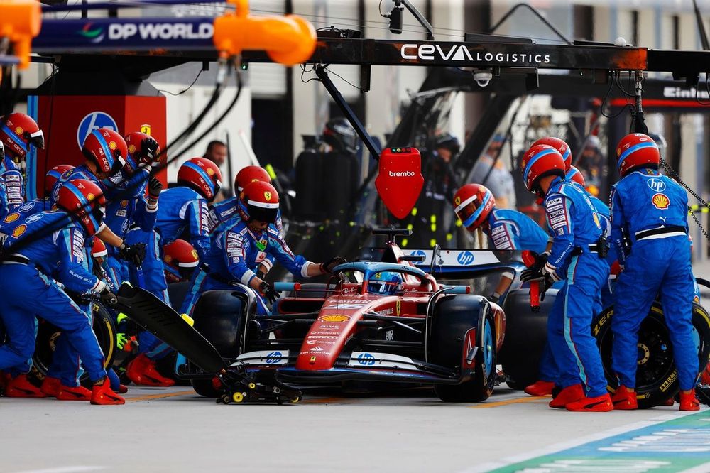 Charles Leclerc, Ferrari SF-24, comes in for a pit stop