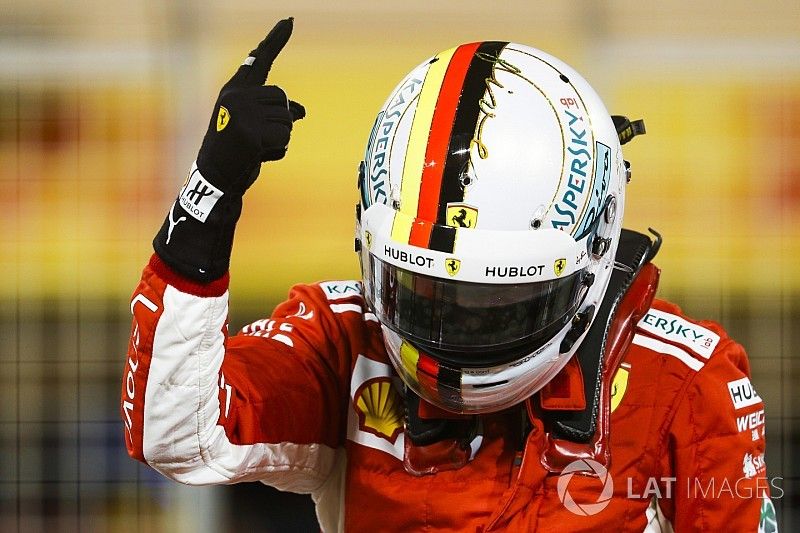 Sebastian Vettel, Ferrari, celebra la pole position