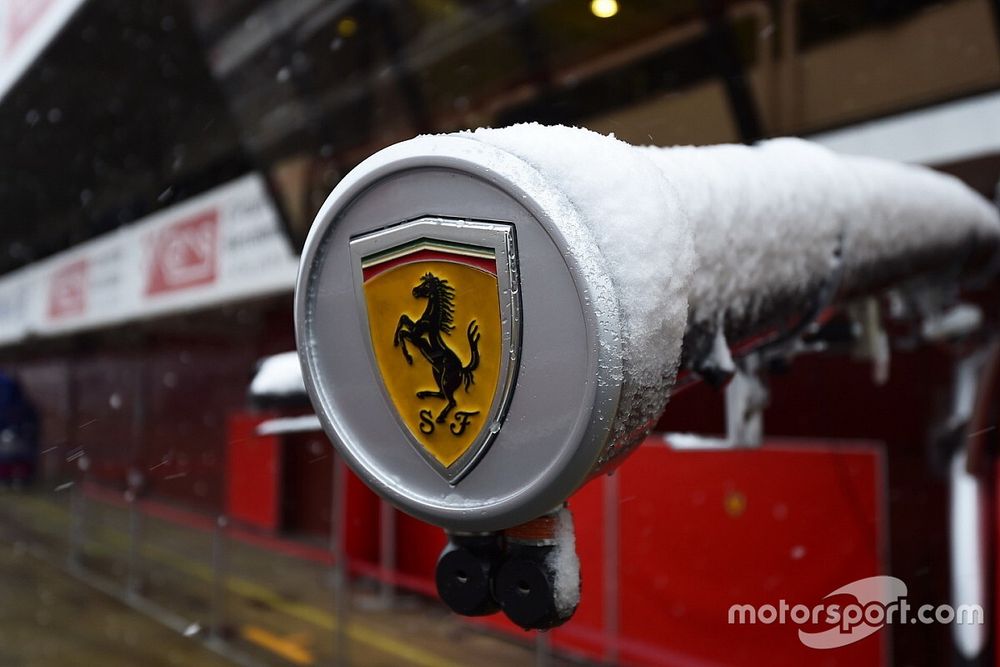 Ferrari logo as snow stops testing on day three