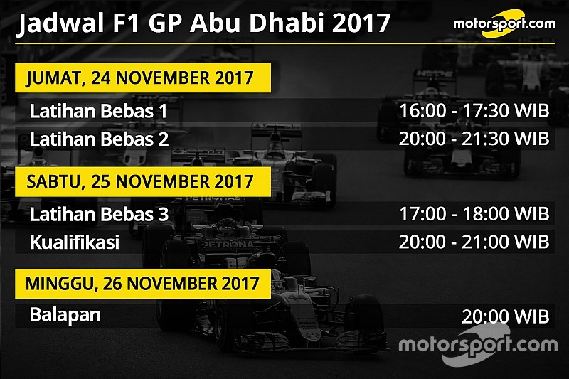 Jadwal lengkap F1 GP Abu Dhabi 2017