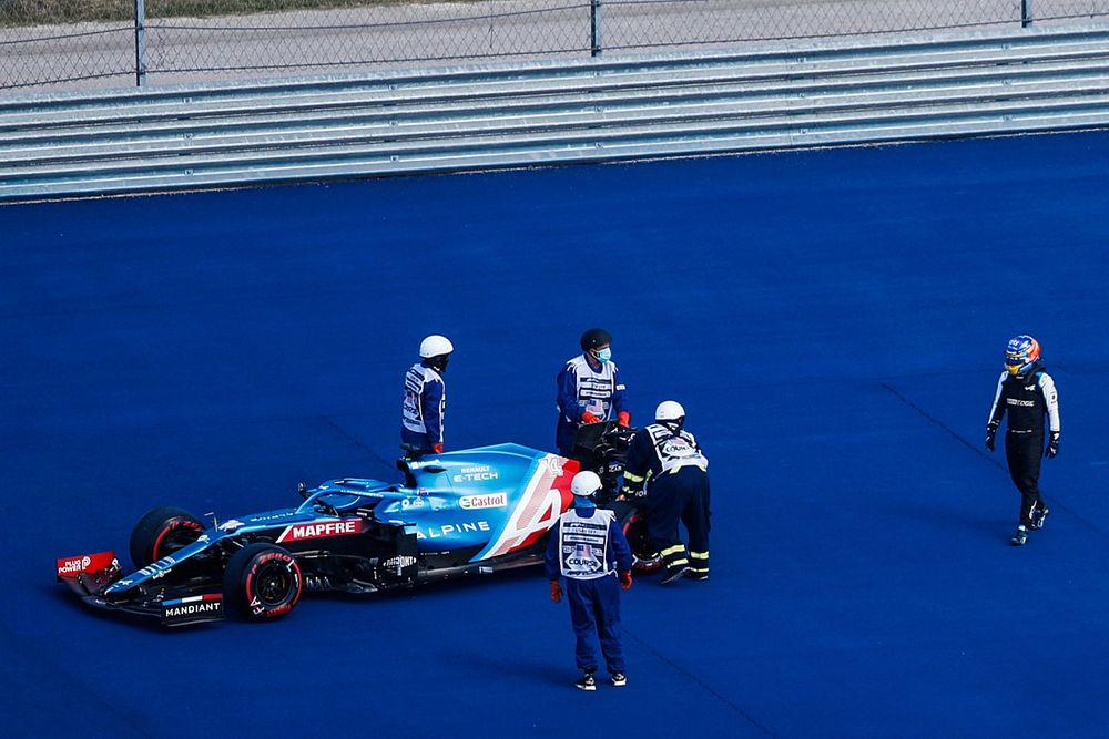 Fernando Alonso, Alpine A521, parado