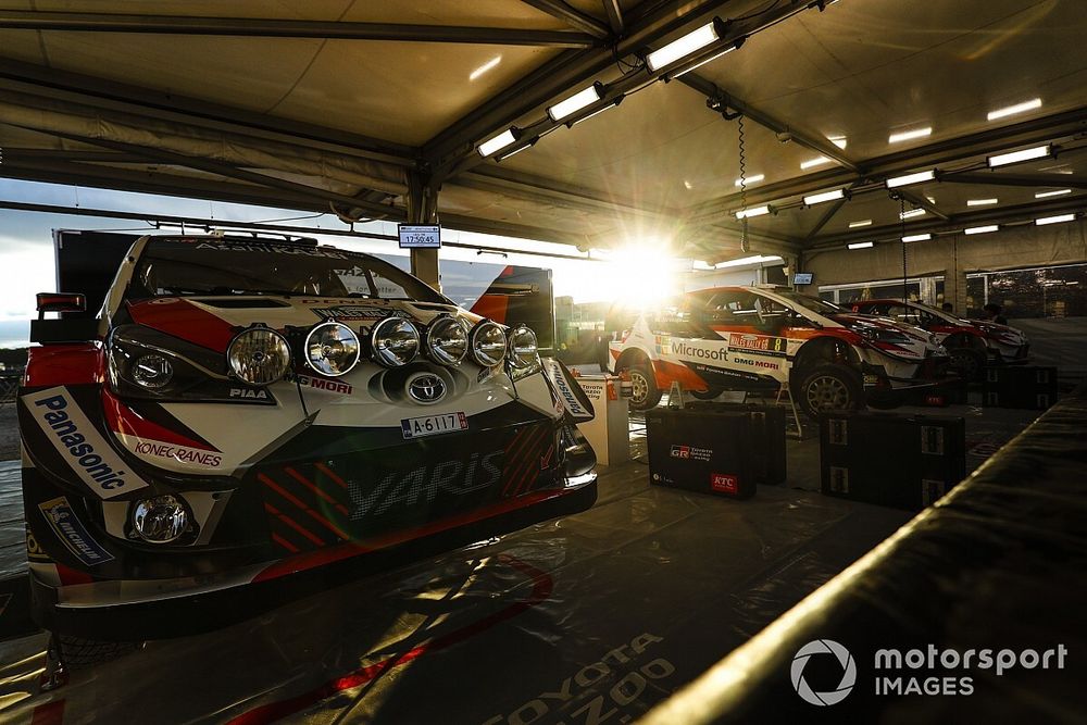 The Toyota Gazoo Racing Cars in the Service Park