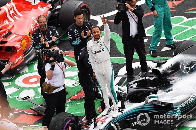 Lewis Hamilton, Mercedes AMG F1 celebra en Parc Ferme 