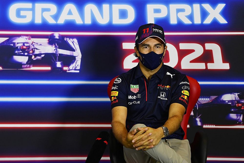 Sergio Perez, Red Bull Racing, in the press conference