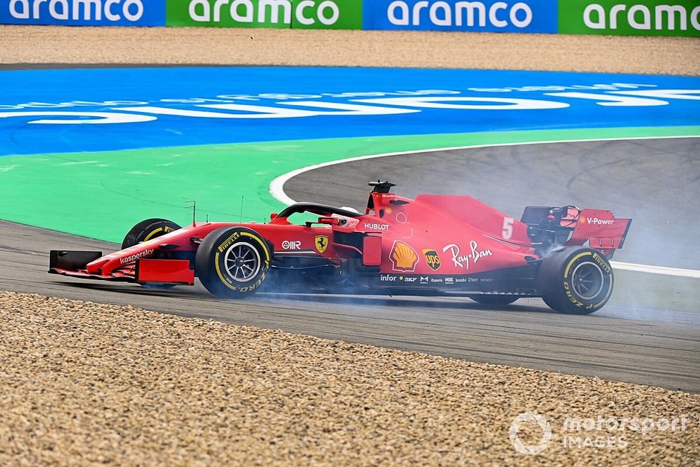 Sebastian Vettel, Ferrari SF1000, spins