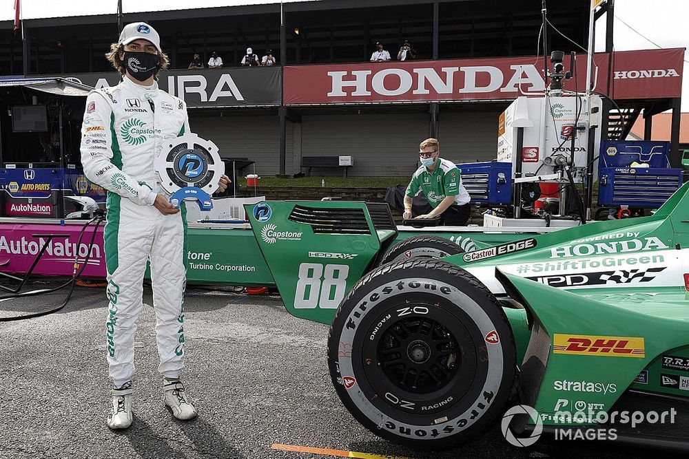 Pole sitter Colton Herta, Harding Steinbrenner Racing Honda