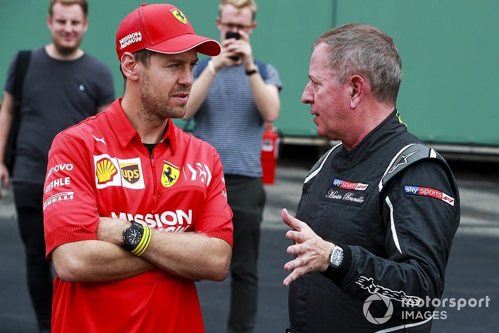 Sebastian Vettel, Ferrari en Martin Brundle, Sky TV 